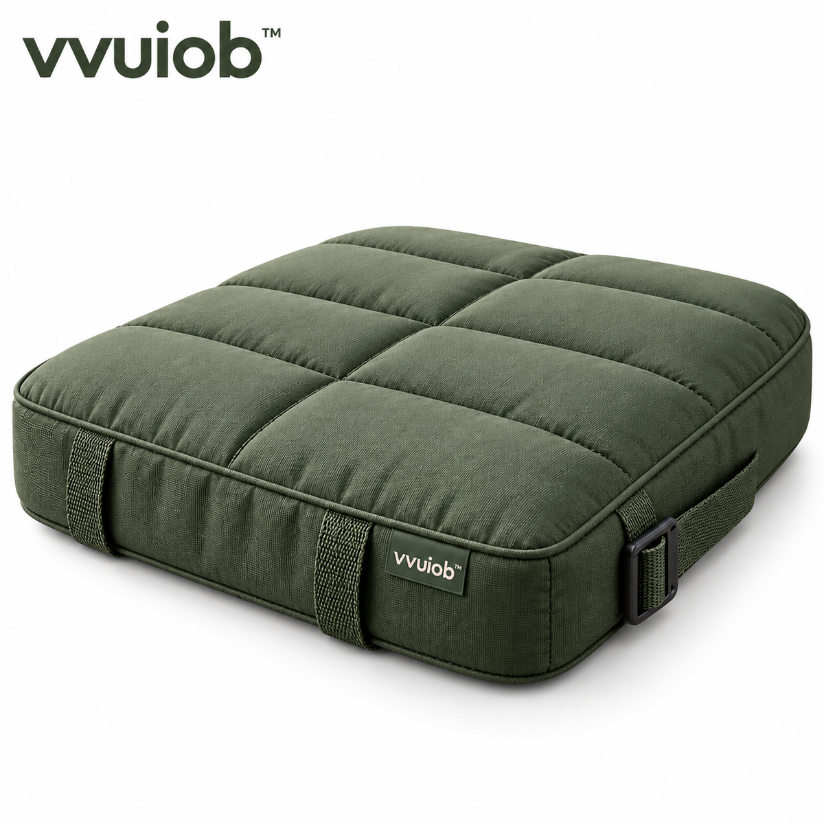 vvuiob™ CozyCamp Portable Seat Cushion – Padded Outdoor Camping Chair Cushion with Adjustable Securing Strap