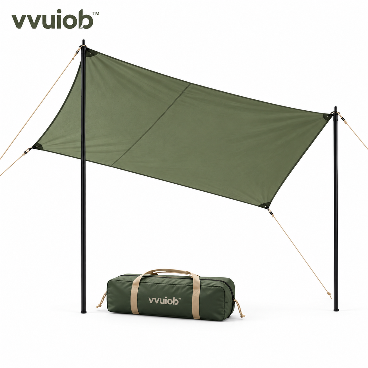 vvuiob™ BreezeShade Lightweight Sunshade Tarp – Portable Camping Shade Tarp Canopy with Tie-Out Lines for Beach & Campsite