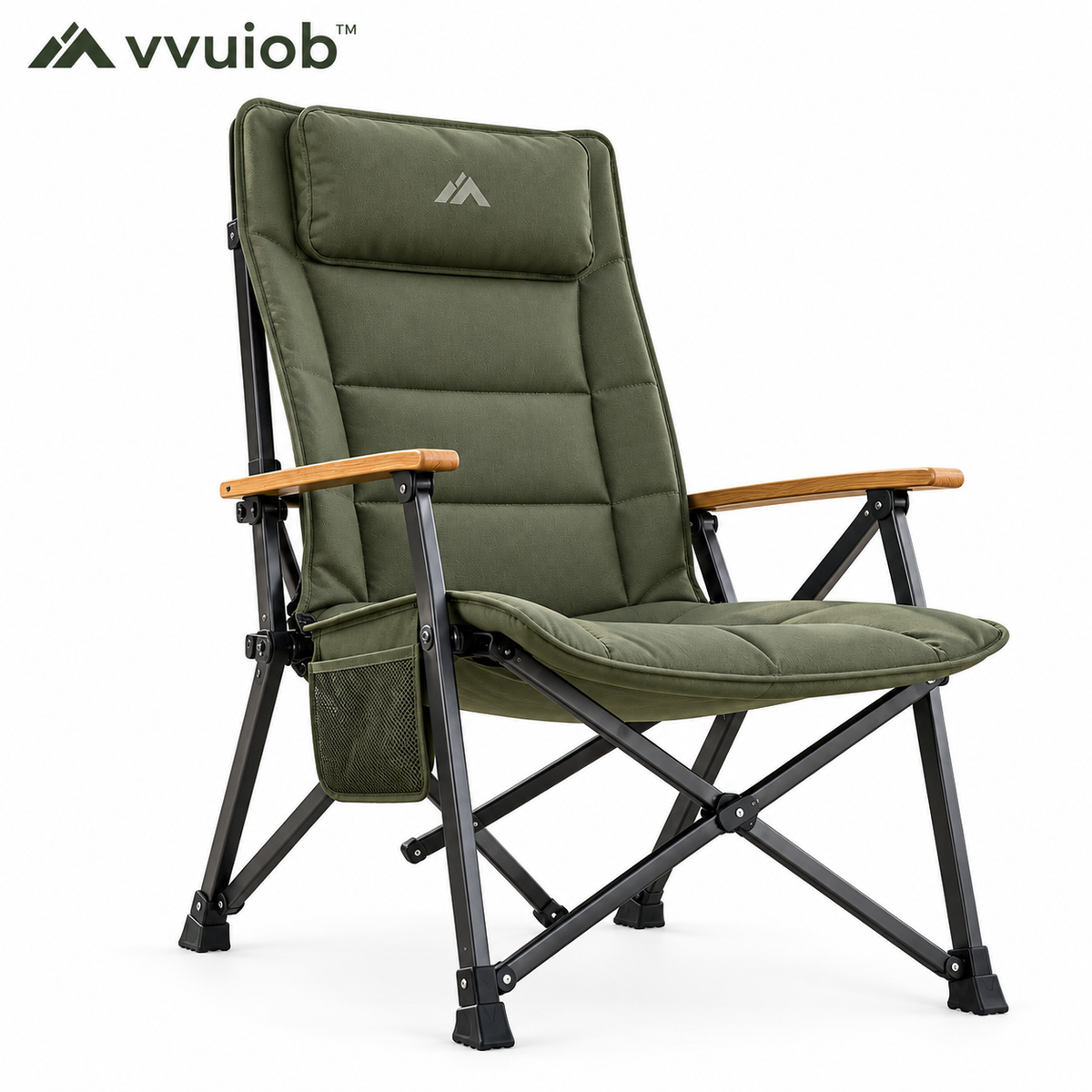vvuiob™ HavenFold Portable Padded Camping Chair – Foldable Outdoor Lounge Chair for Campsites, Picnics & Backyard Relaxing