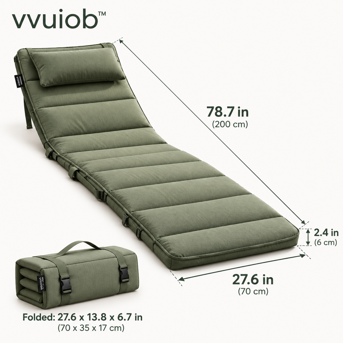 vvuiob™ CloudRest Outdoor Lounge Mat – Portable Cushioned Picnic & Camping Relaxation Pad
