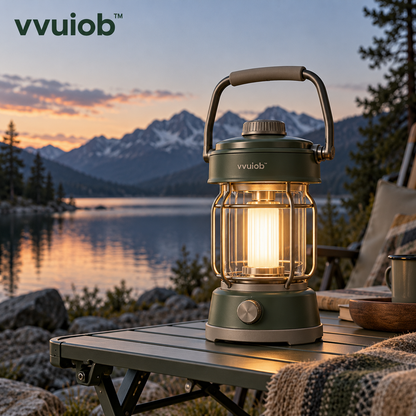 vvuiob™ EmberGlow Wind-Resistant Camping Lantern – Portable Warm-Glow LED Outdoor Table Light for Camping & Patio
