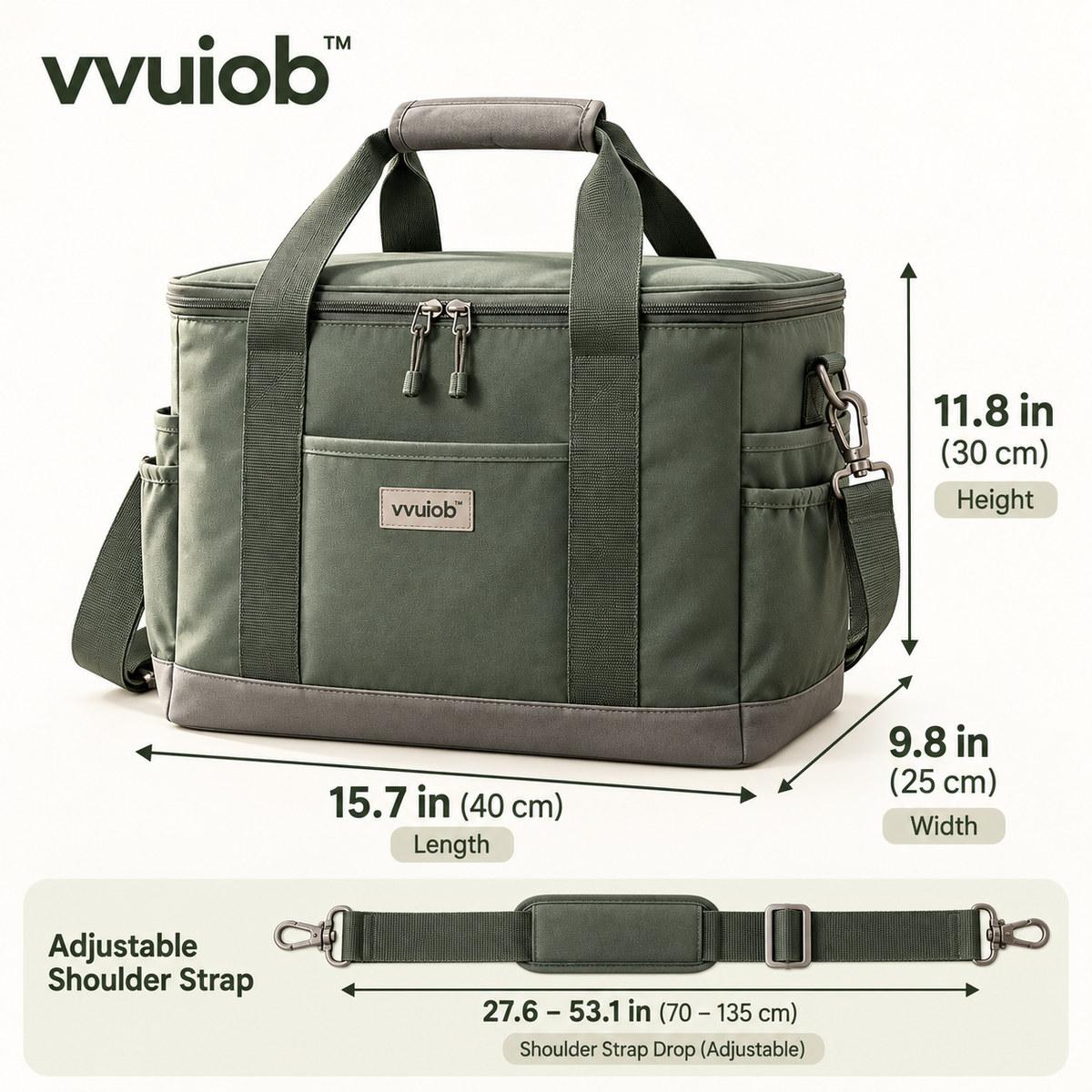 vvuiob™ TrailNest Portable Insulated Cooler Bag – Soft-Sided Picnic Lunch Cooler Tote for Road Trips & Camping
