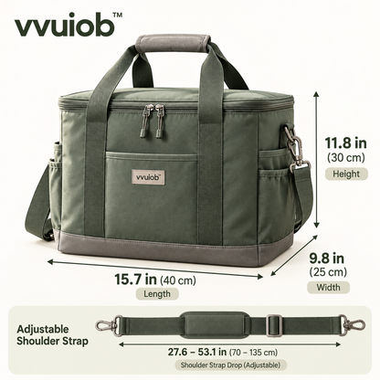 vvuiob™ TrailNest Portable Insulated Cooler Bag – Soft-Sided Picnic Lunch Cooler Tote for Road Trips & Camping