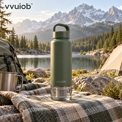 vvuiob™ AquaPure Outdoor Filter Water Bottle – Reusable Portable Water Bottle with Integrated Filter-Style Base for Hiking & Travel