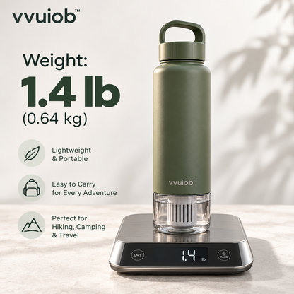 vvuiob™ AquaPure Outdoor Filter Water Bottle – Reusable Portable Water Bottle with Integrated Filter-Style Base for Hiking & Travel