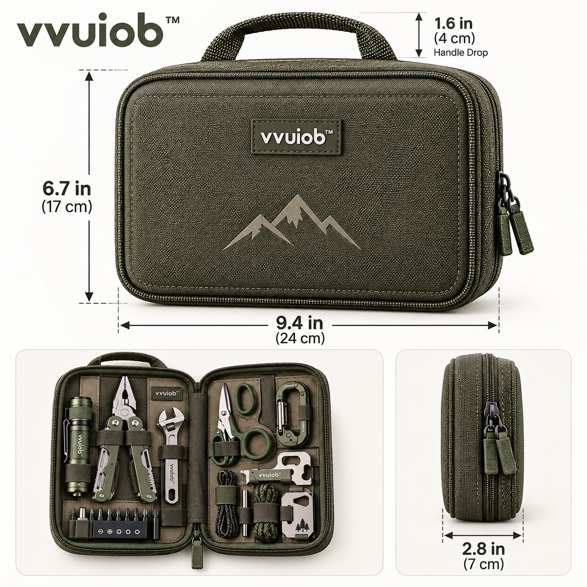 vvuiob™ CampMate Camping Multi-Tool Kit – Portable Outdoor Utility Tool Set with Zipper Organizer Case