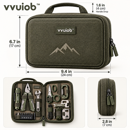 vvuiob™ CampMate Camping Multi-Tool Kit – Portable Outdoor Utility Tool Set with Zipper Organizer Case