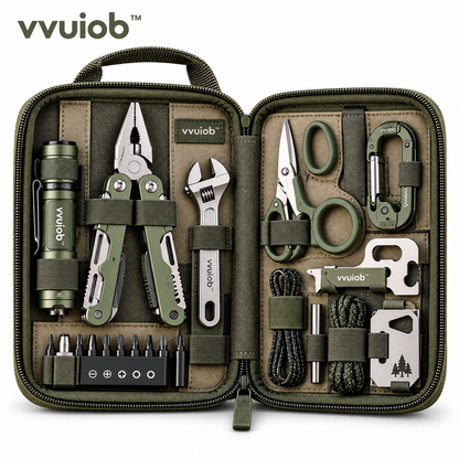 vvuiob™ CampMate Camping Multi-Tool Kit – Portable Outdoor Utility Tool Set with Zipper Organizer Case