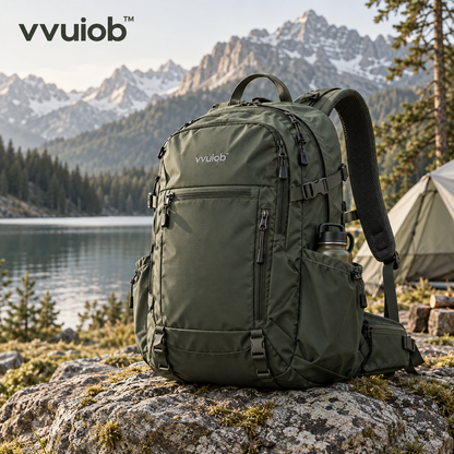 vvuiob™ RidgePack Outdoor Adventure Backpack – Multi-Pocket Hiking Daypack with Padded Straps & Bottle Pocket