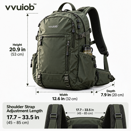 vvuiob™ RidgePack Outdoor Adventure Backpack – Multi-Pocket Hiking Daypack with Padded Straps & Bottle Pocket