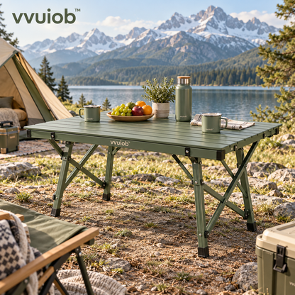 vvuiob™ MeadowFold Folding Picnic Table – Portable Slatted Outdoor Camping Table for Picnics & Tailgates