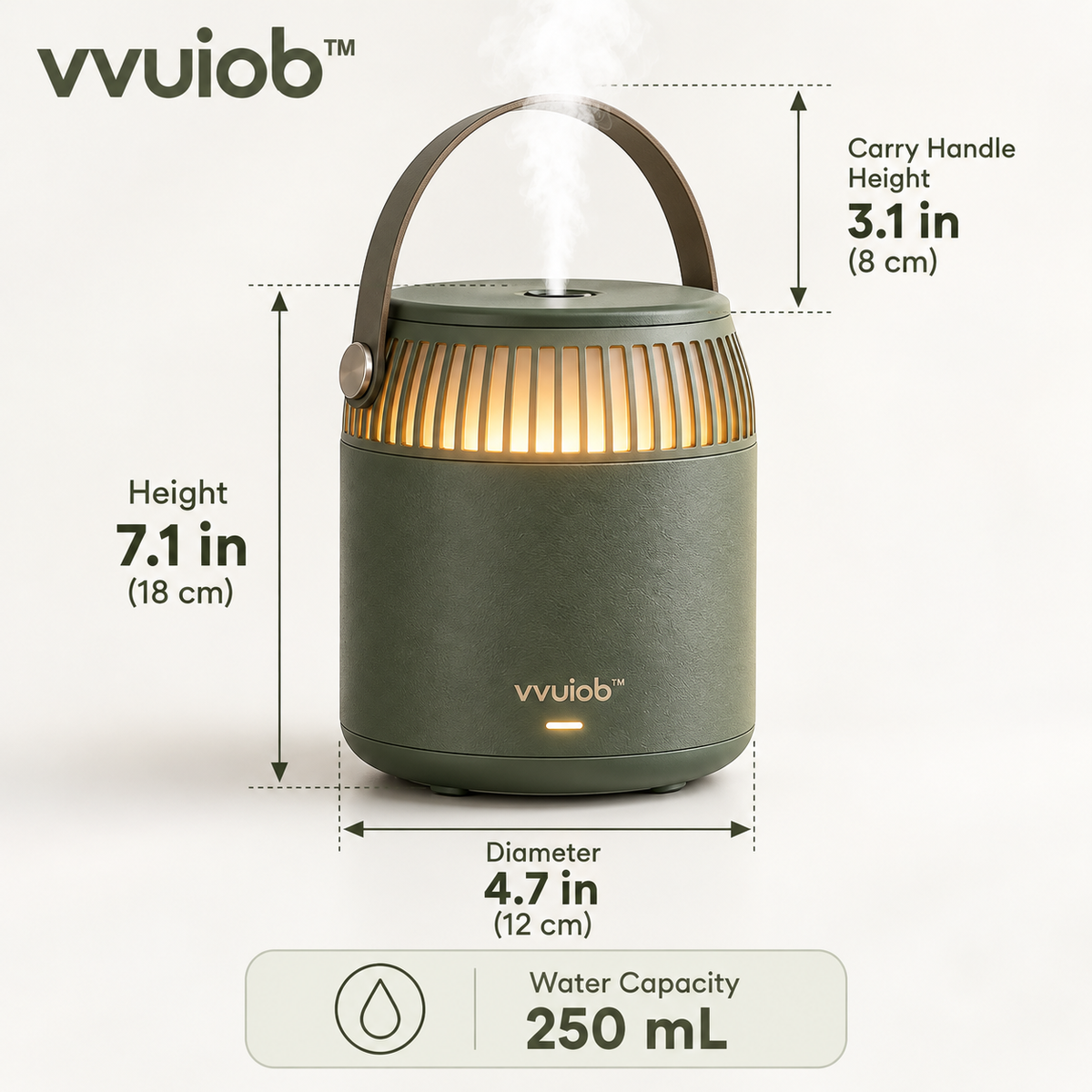 vvuiob™ ForestMist Portable Aroma Diffuser – Compact Outdoor-Style USB Aroma Mist Diffuser with Warm Ambient Light