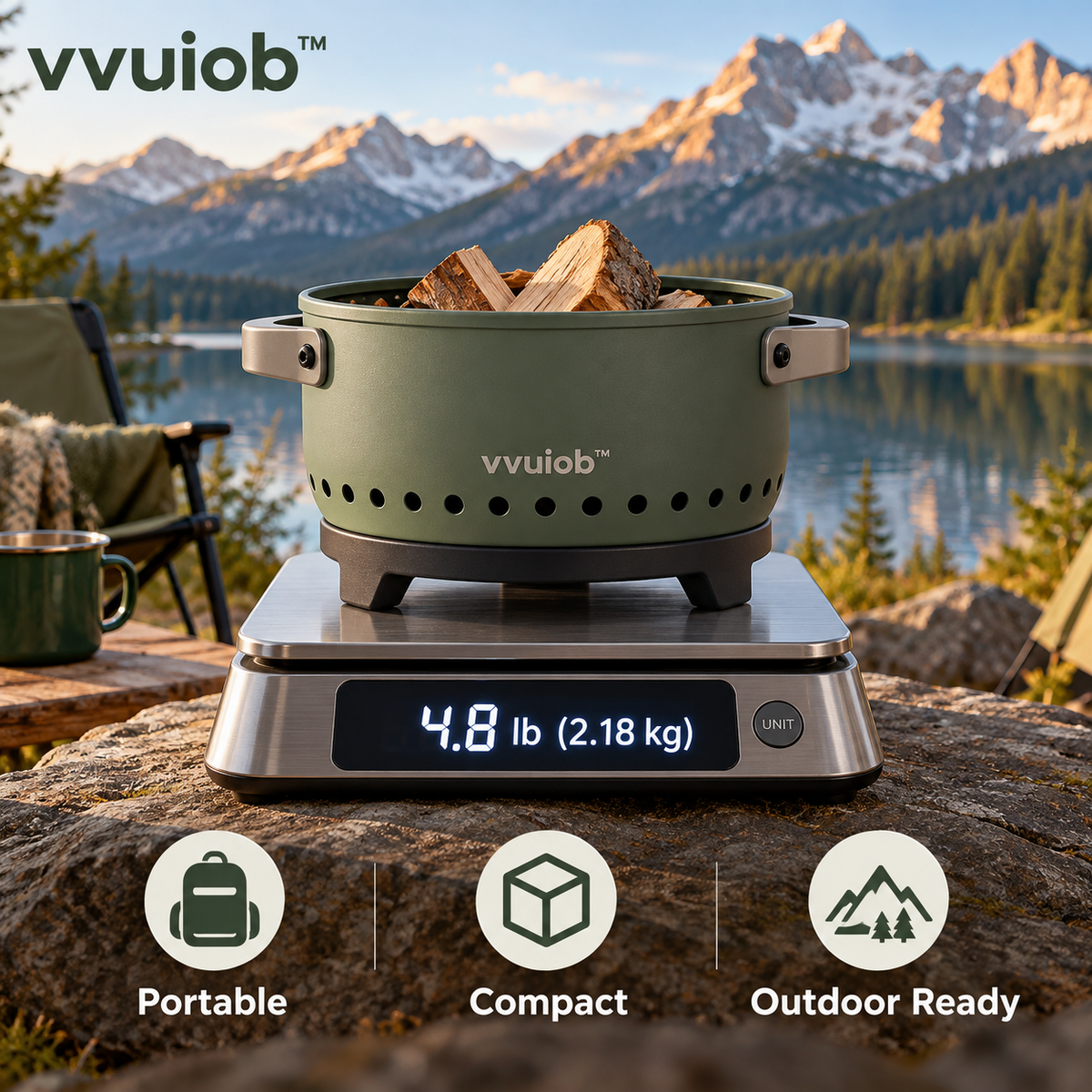 vvuiob™ NomadFire Compact Portable Fire Bowl – Small Outdoor Fire Pit Bowl for Campsite & Backyard Gatherings